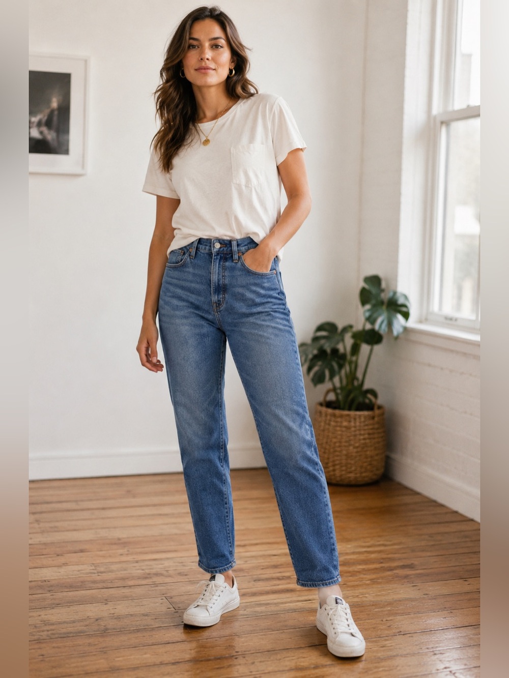 Madewell The Perfect Vintage Jean Straight-Leg Jeans in Medium Blue Wash Sz 32”